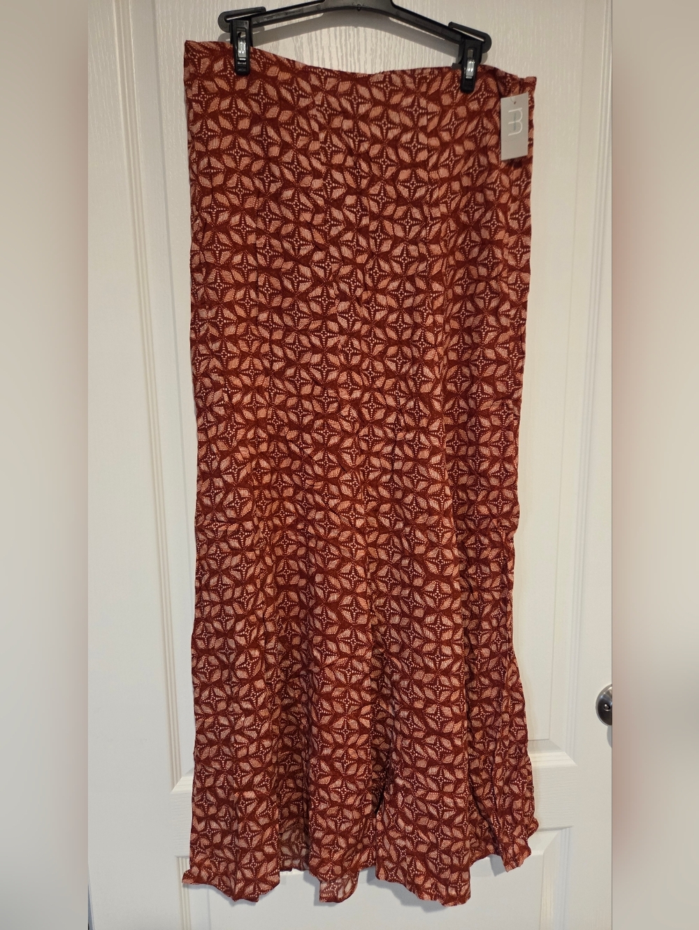 Maurices Brick Red Printed Maxi Skirt